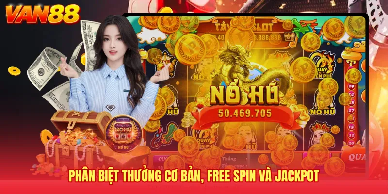 Phân biệt thưởng cơ bản, Free Spin và jackpot